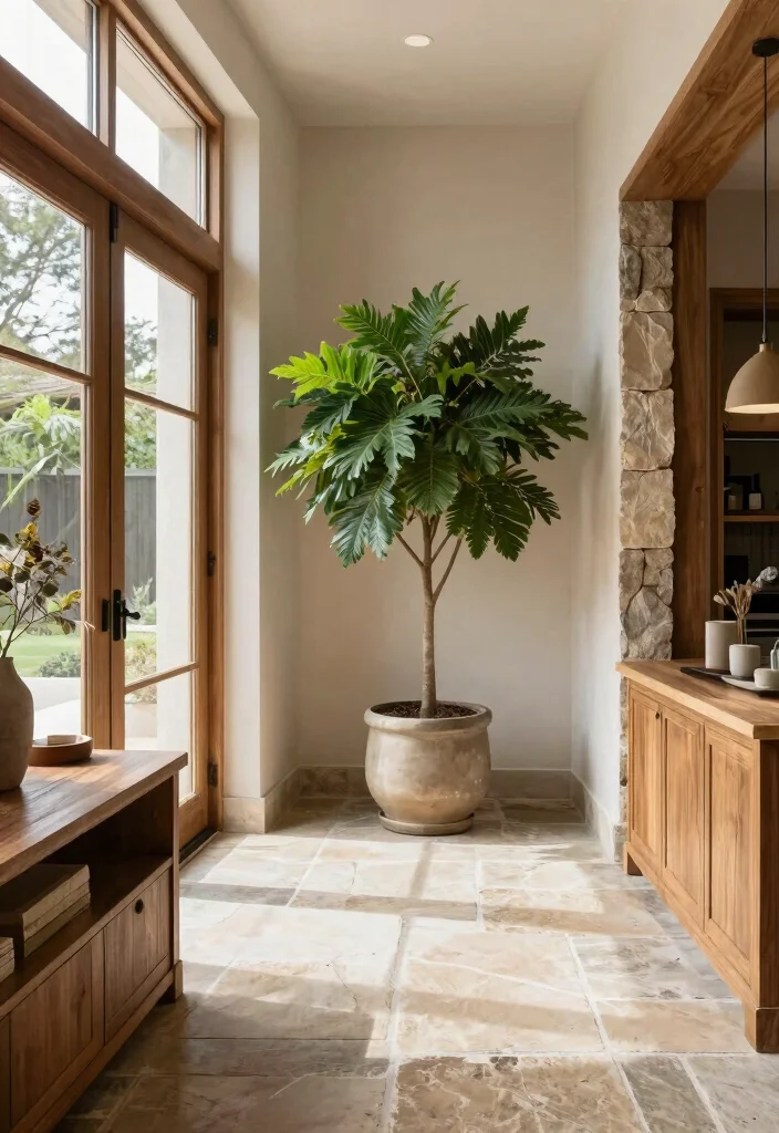 14 Large Foyer Entryway Ideas with Grand First Impressions 10. Natural Elements 0