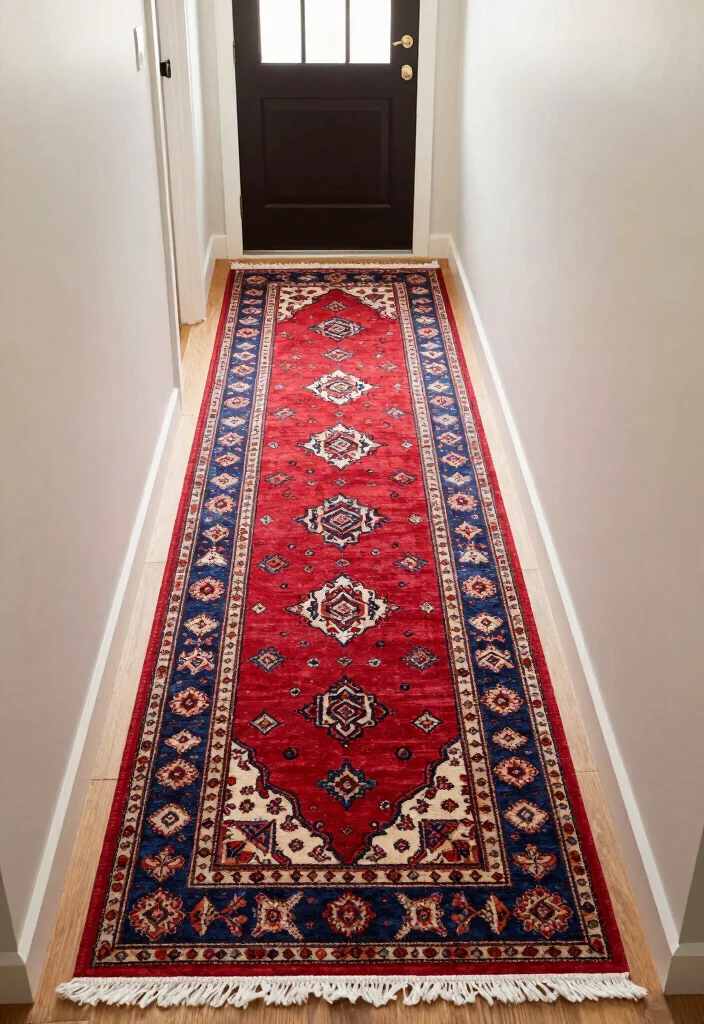 14 Long Narrow Entryway Ideas That Feel Balanced 10. Create Zones with Rugs 0