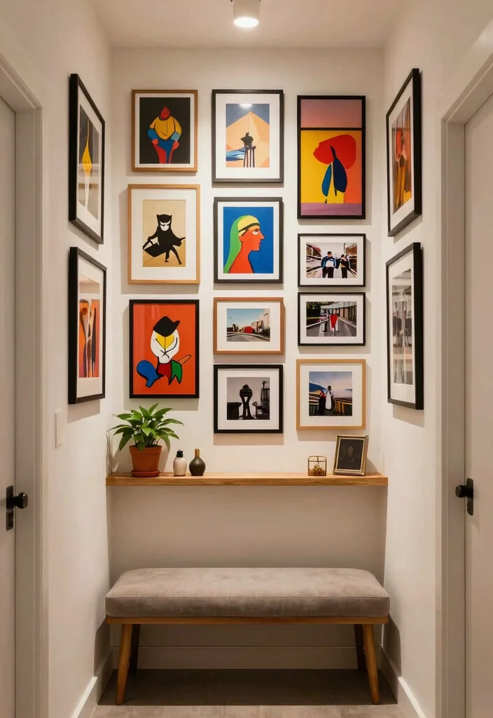 14 Long Narrow Entryway Ideas That Feel Balanced 2. Create a Gallery Wall 0