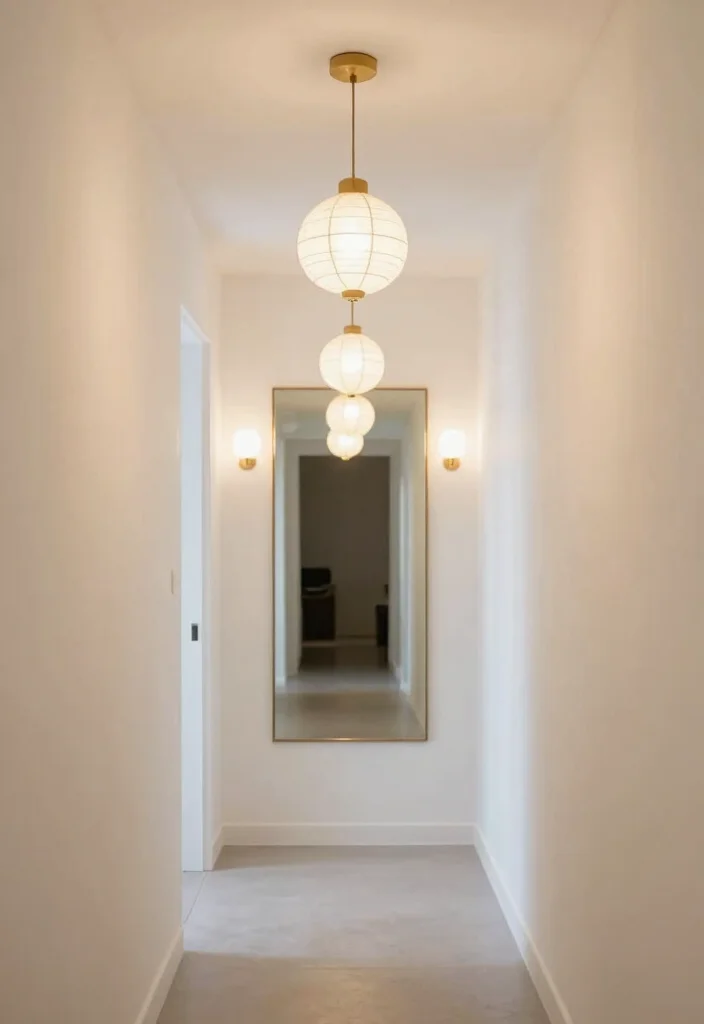 14 Long Narrow Entryway Ideas That Feel Balanced 5. Play with Lighting 0