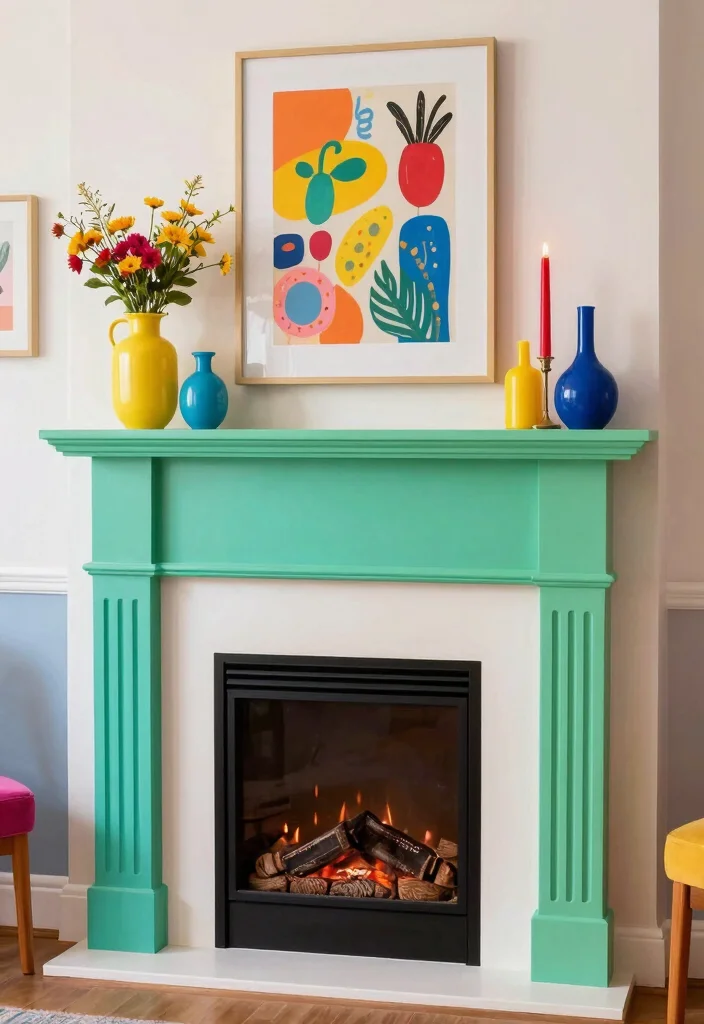 14 Mantle Decorating Ideas for Every Season 12. Color Pop 0