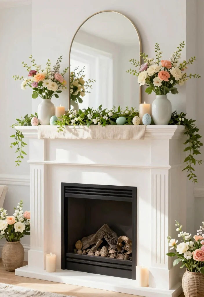 14 Mantle Decorating Ideas for Every Season 3. Fresh Spring Blooms 0
