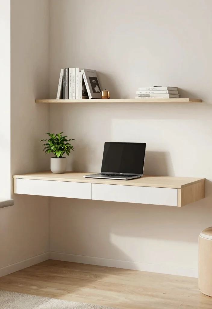 14 Minimalist Home Office Ideas with Clean Visual Calm 50 14 Minimalist Home Office Ideas with Clean Visual Calm 10. Wall Mounted Desks 0