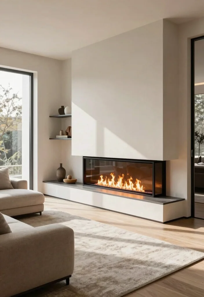 14 Modern Corner Fireplace Ideas for Clean Contemporary Homes 1. Linear Minimalism 0