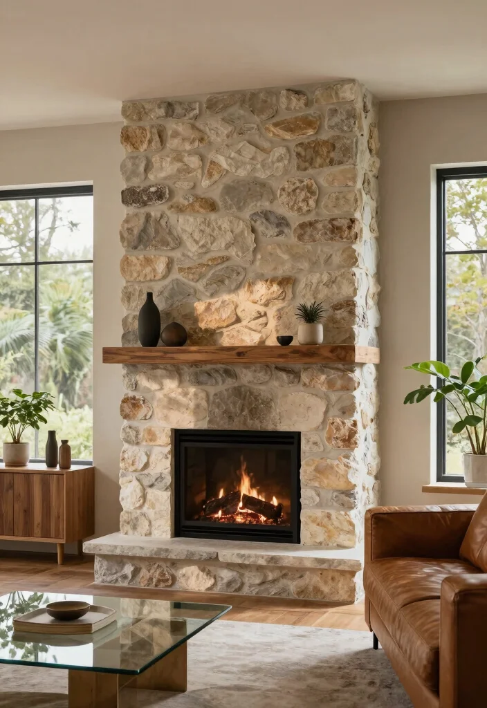 14 Modern Corner Fireplace Ideas for Clean Contemporary Homes 4. Stone Encased Fireplaces 0