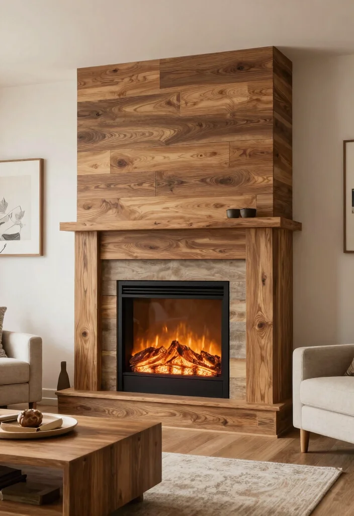 14 Modern Electric Fireplace Ideas for Sleek Interiors 13. Wood Look Electric Fireplaces 0