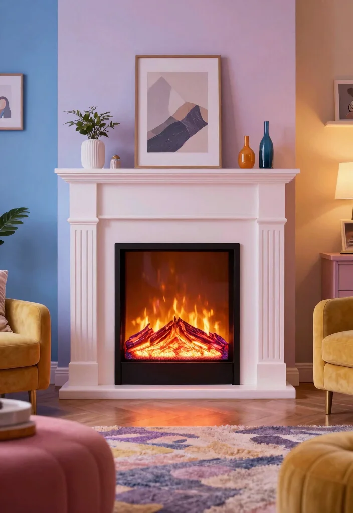 14 Modern Electric Fireplace Ideas for Sleek Interiors 14. Color Changing Electric Fireplaces 0