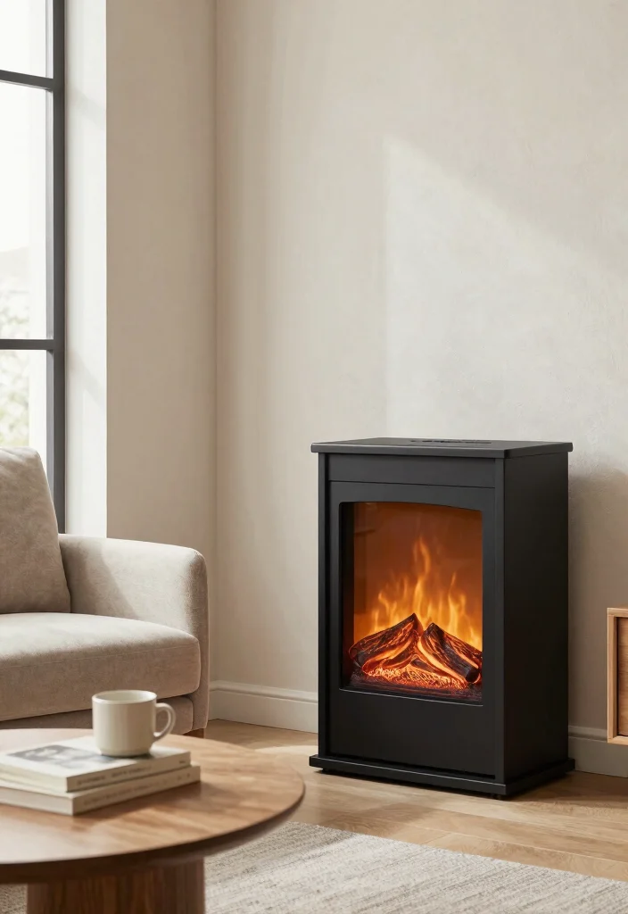 14 Modern Electric Fireplace Ideas for Sleek Interiors 2. Freestanding Electric Fireplaces 0