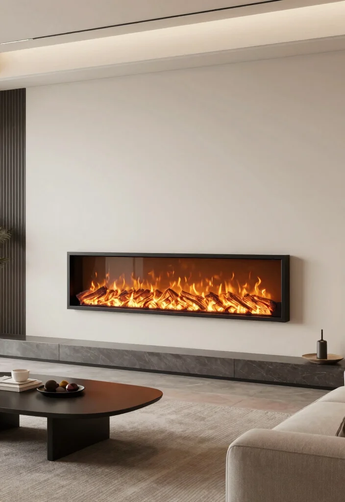 14 Modern Electric Fireplace Ideas for Sleek Interiors 3. Linear Electric Fireplaces 0