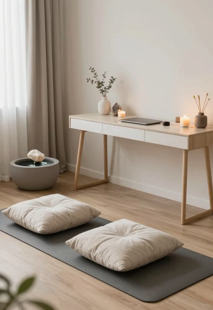 14 Modern Home Office Ideas with Clean Functional Layouts 13. Mindfulness Zones Creating Calm 0