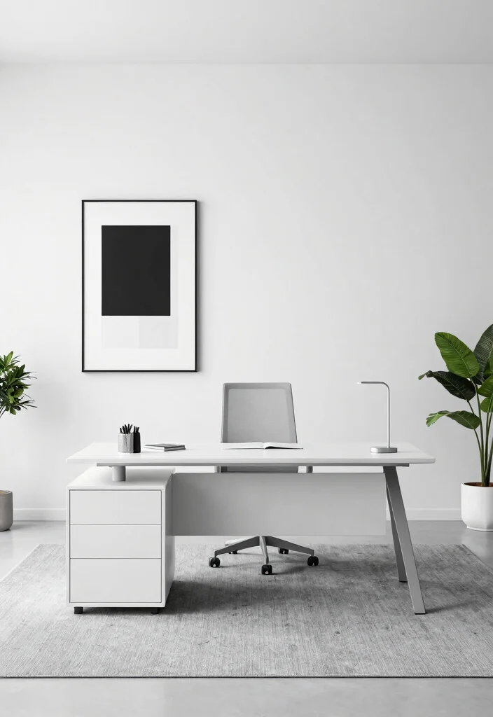 14 Modern Home Office Ideas with Clean Functional Layouts 2. Minimalist Office Design Less is More 0