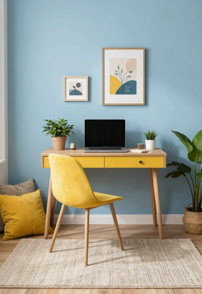 14 Modern Home Office Ideas with Clean Functional Layouts 7. Color Psychology Energizing Your Workspace 0