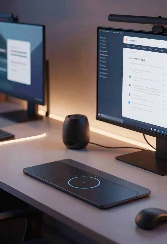 14 Modern Home Office Ideas with Clean Functional Layouts 9. Tech Integrated Offices Smart Solutions 0