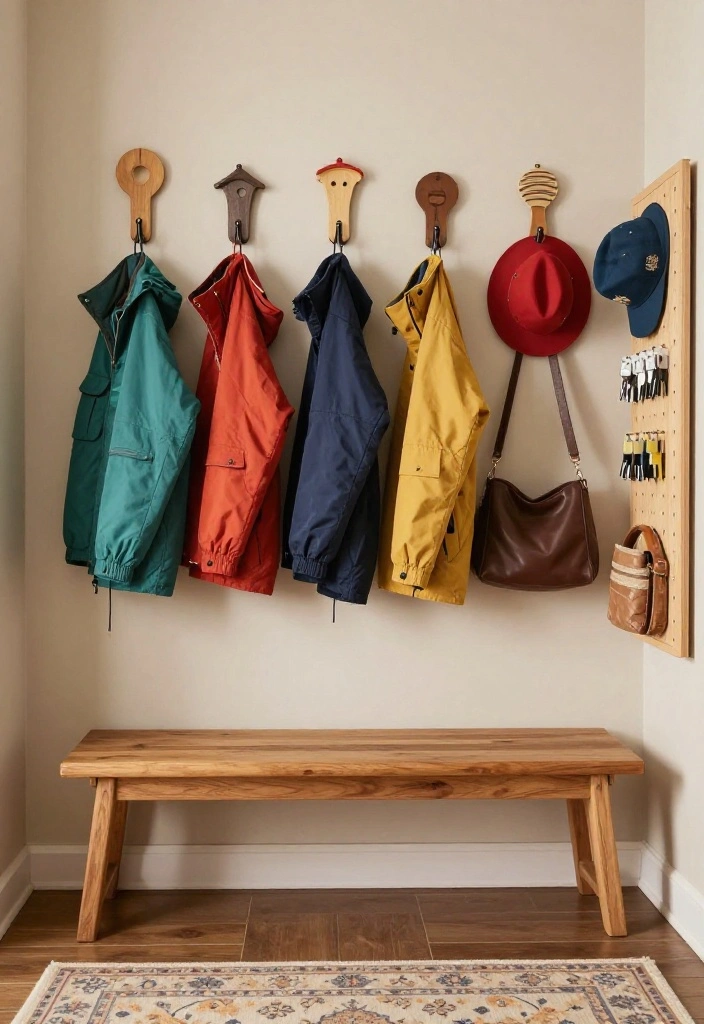 14 Mudroom Entryway Garage Ideas for High Traffic Homes 4. Clever Hooks and Racks 0