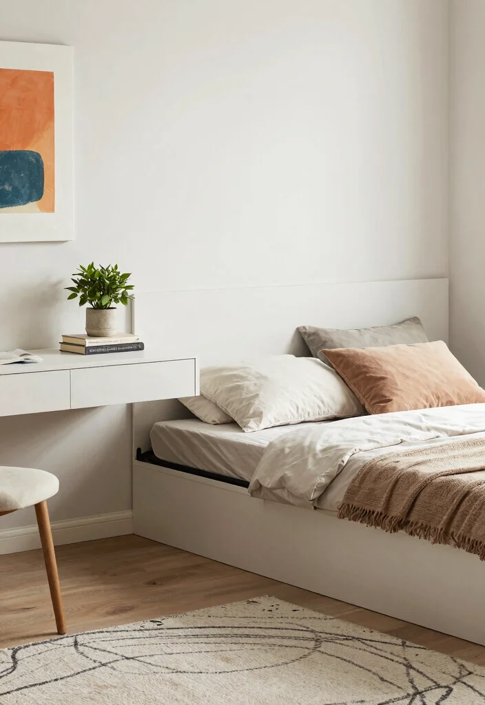 14 Office and Spare Bedroom Ideas for Dual Purpose Living 1. Floating Desk with Fold Down Bed 0