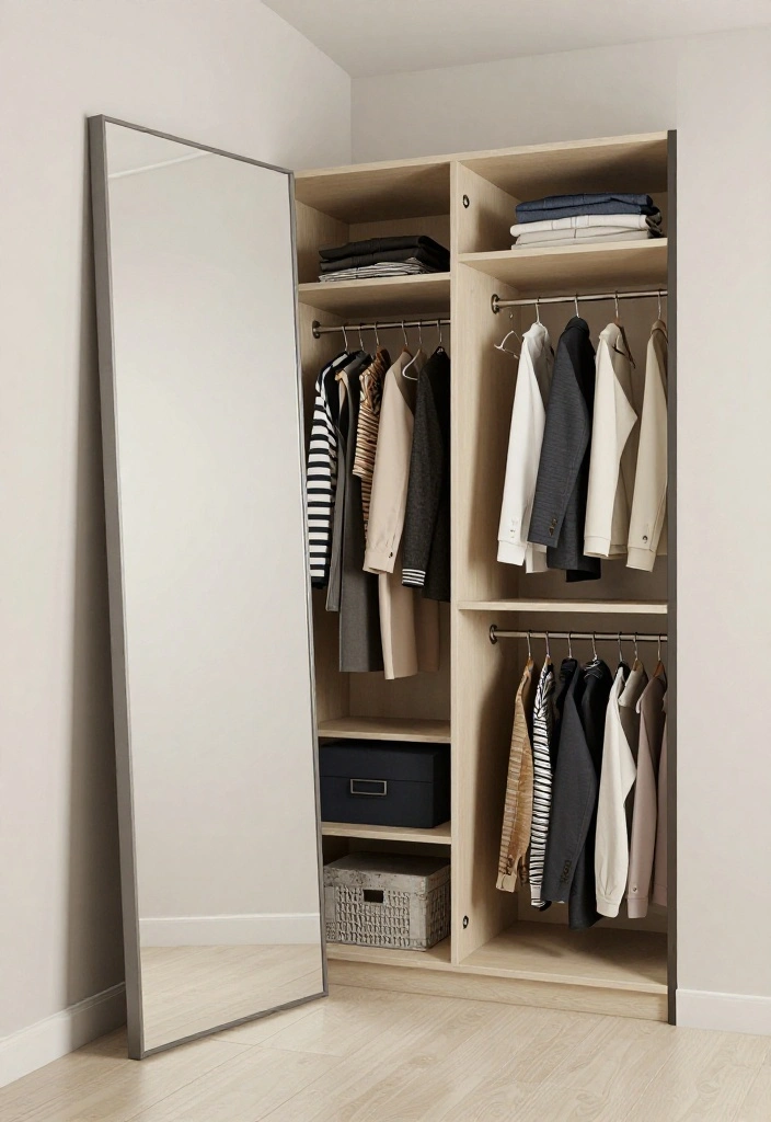 14 Small Space Closet Ideas That Stay Tidy Without Feeling Cramped 25 14 Small Space Closet Ideas That Stay Tidy Without Feeling Cramped 5. Add a Mirror for Style and Space 0
