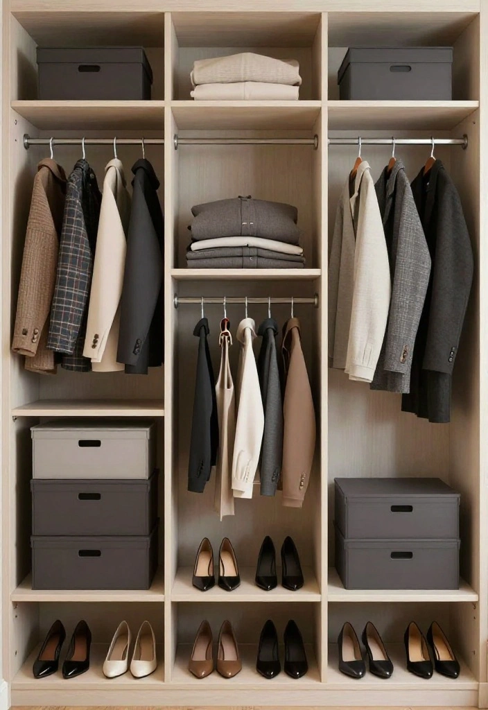 14 Small Space Closet Ideas That Stay Tidy Without Feeling Cramped 26 14 Small Space Closet Ideas That Stay Tidy Without Feeling Cramped 6. Create Zone Storage 0