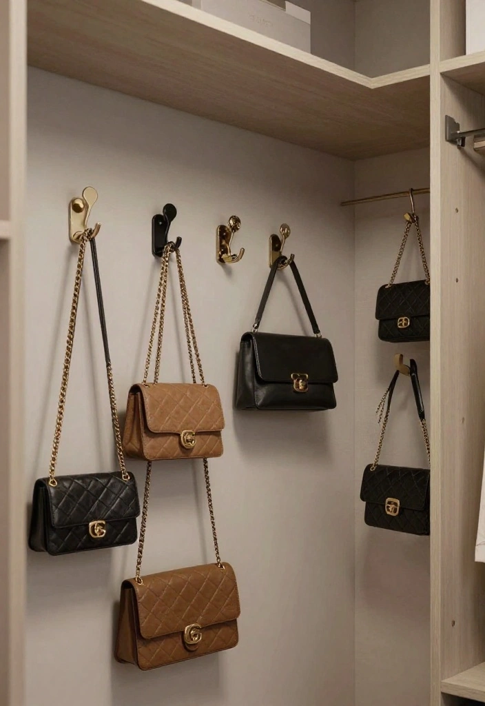 14 Small Walk In Closet Layout Ideas for Narrow Spaces 13. Stylish Hooks for Accessories 0