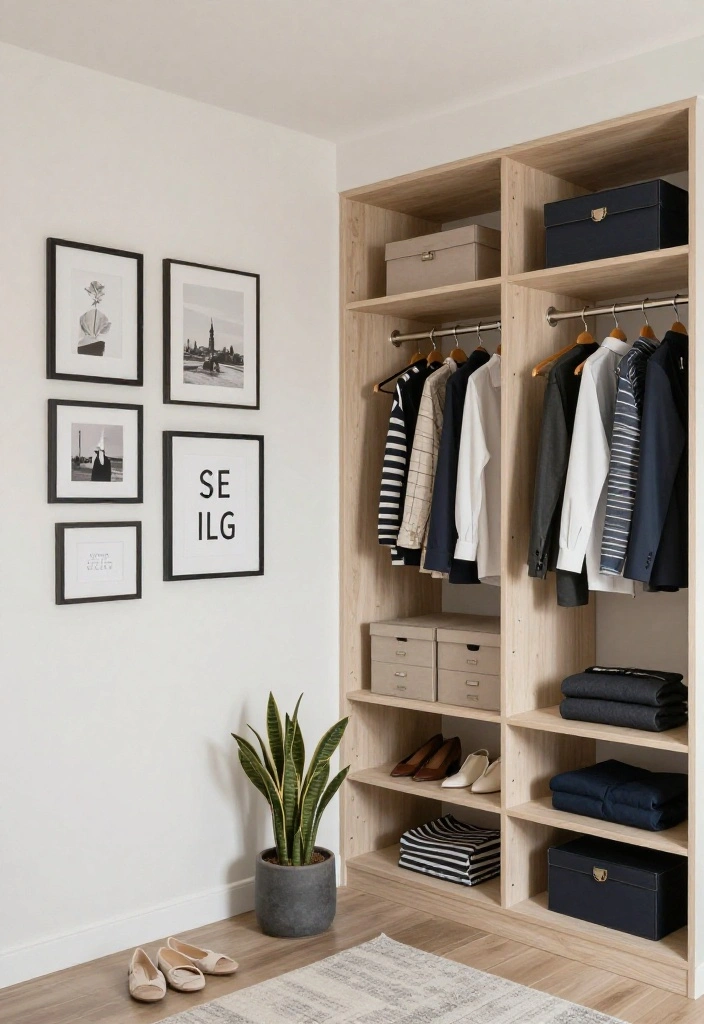 14 Small Walk In Closet Layout Ideas for Narrow Spaces 14. Personalize with Artwork 0