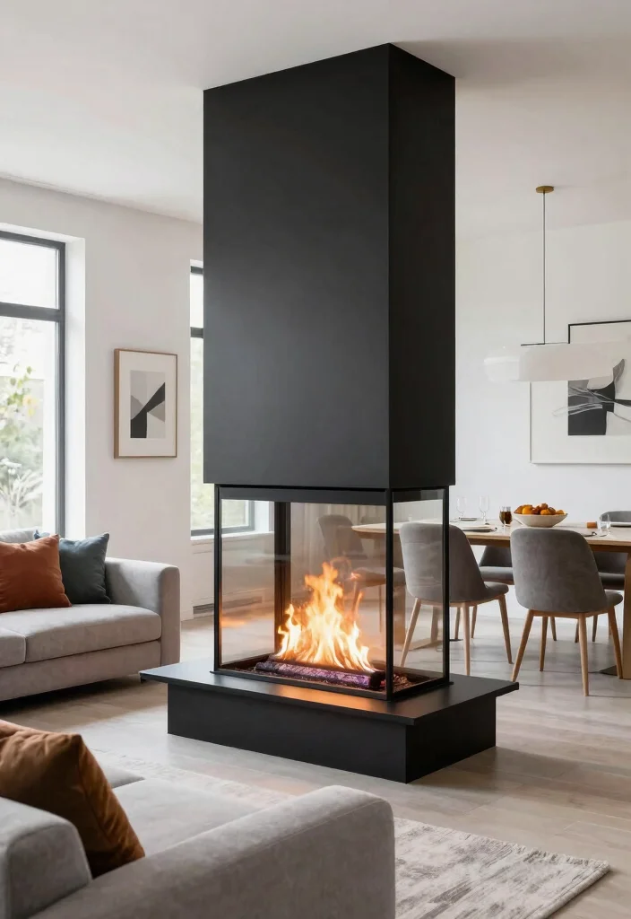 14 Two Sided Fireplace Ideas for Open Concept Spaces 1 14 Two Sided Fireplace Ideas for Open Concept Spaces 1. Modern Glass Front Design 0