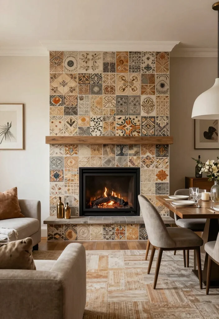 14 Two Sided Fireplace Ideas for Open Concept Spaces 53 14 Two Sided Fireplace Ideas for Open Concept Spaces 13. Textured Tile Surround 0