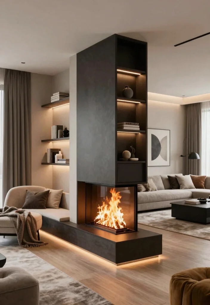 14 Two Sided Fireplace Ideas for Open Concept Spaces 64 14 Two Sided Fireplace Ideas for Open Concept Spaces 14. Multi Functional Two Sided Fireplace 0