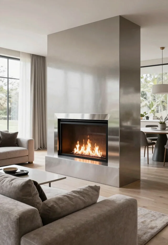 14 Two Sided Fireplace Ideas for Open Concept Spaces 15 14 Two Sided Fireplace Ideas for Open Concept Spaces 5. Contemporary Two Sided Gas Fireplace 0
