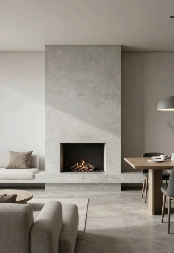 14 Two Sided Fireplace Ideas for Open Concept Spaces 37 14 Two Sided Fireplace Ideas for Open Concept Spaces 7. Minimalist Concrete Design 0