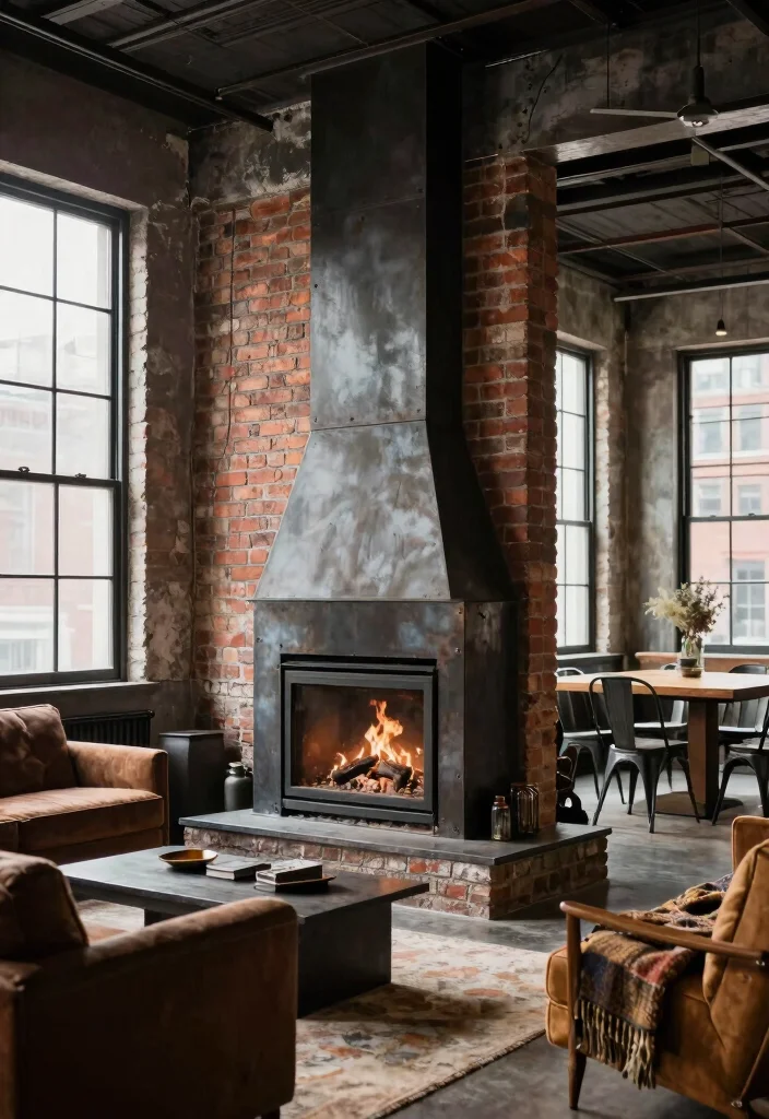 14 Two Sided Fireplace Ideas for Open Concept Spaces 39 14 Two Sided Fireplace Ideas for Open Concept Spaces 9. Industrial Chic Fireplace 0