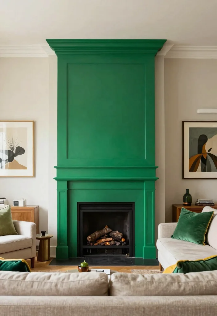 14 Two Story Fireplace Ideas That Create a Bold Focal Point 7. Bold Color Choices 0