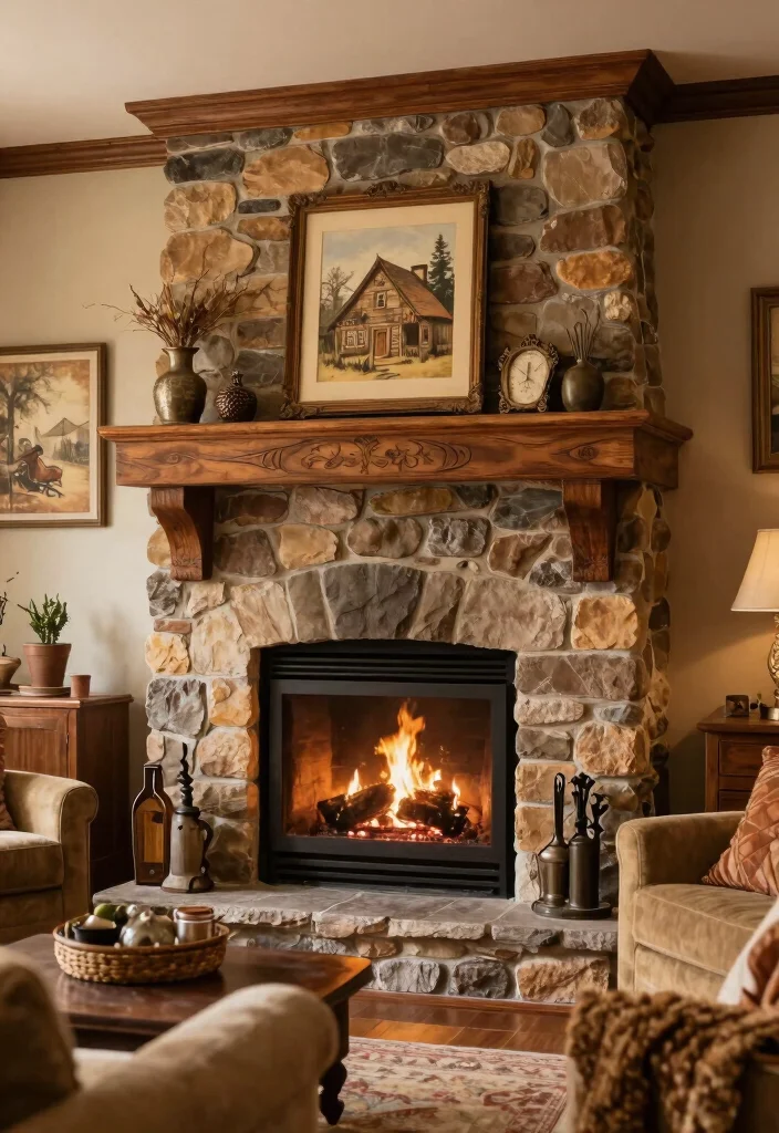 14 Two Story Fireplace Ideas with Dramatic Vertical Design 12. The Charming Country Cottage 0