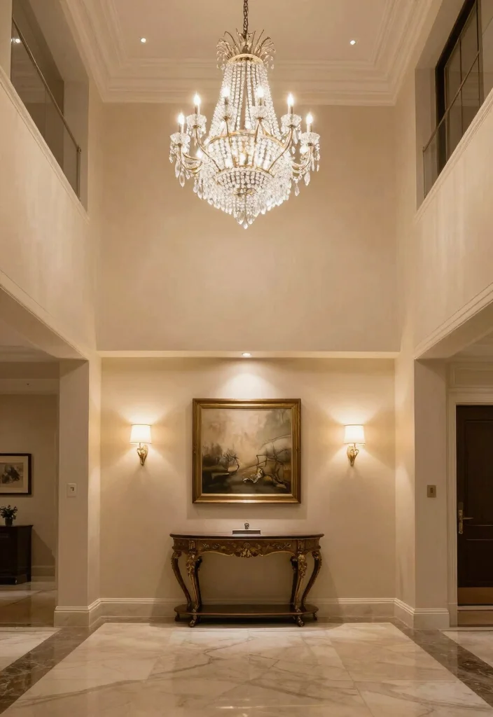 14 Two Story Foyer Entryway Ideas with Dramatic Scale 16 14 Two Story Foyer Entryway Ideas with Dramatic Scale 6. Layered Lighting 0