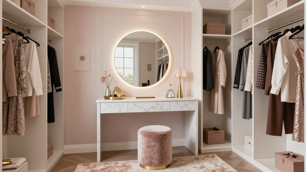 14 Walk In Closet Ideas with Vanity for Daily Dressing Comfort