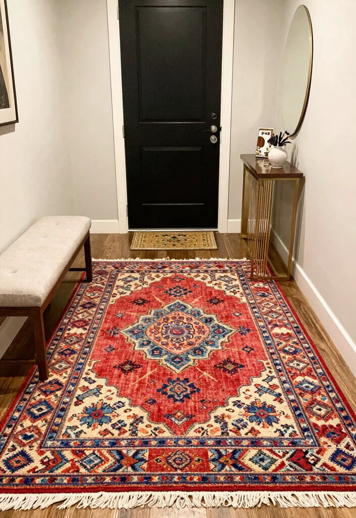 14 Wide Entryway Ideas That Make a Strong First Impression 7. Inviting Rugs 0