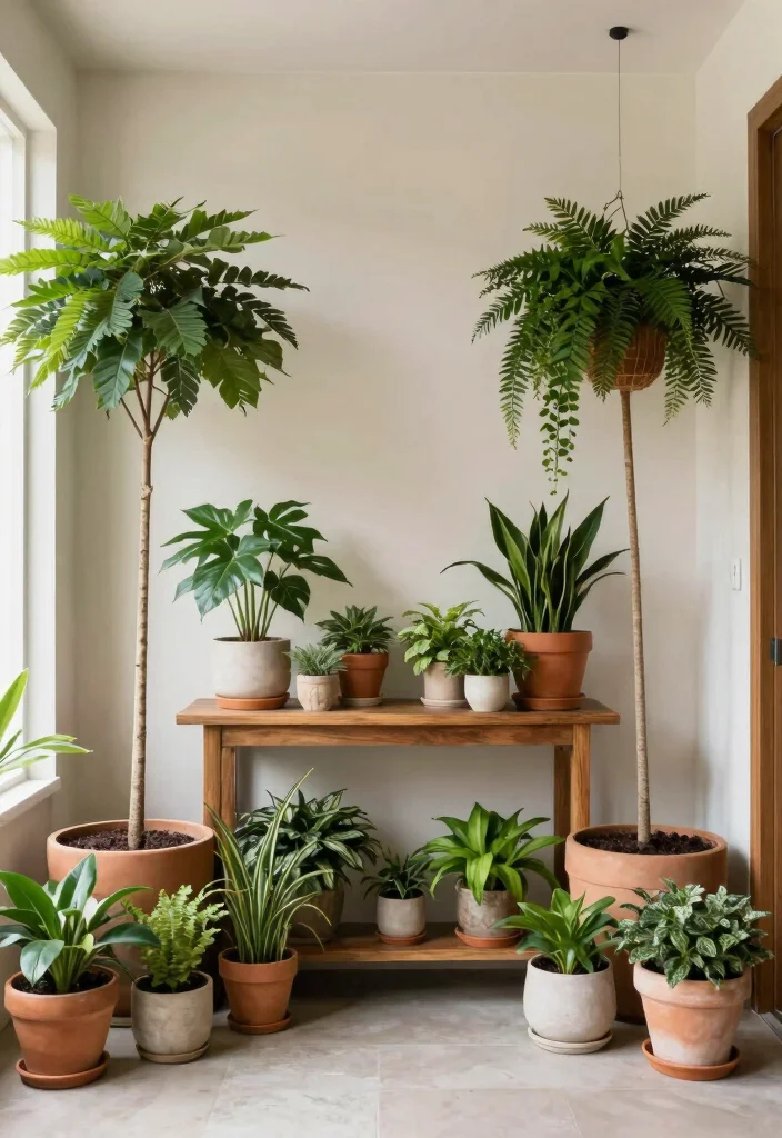 14 Wide Entryway Ideas That Make a Strong First Impression 9. Greenery Galore 0