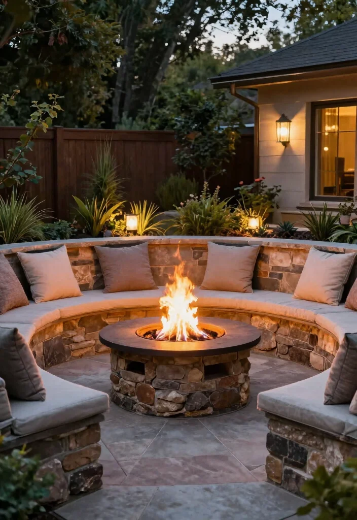16 Backyard Fireplace Ideas for Outdoor Gathering Spaces 60 16 Backyard Fireplace Ideas for Outdoor Gathering Spaces 10. Fire Pit with Seating Wall 0