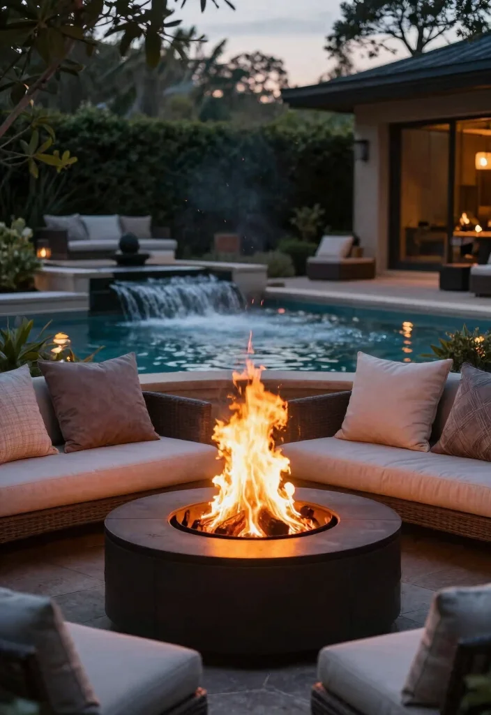 16 Backyard Fireplace Ideas for Outdoor Gathering Spaces 66 16 Backyard Fireplace Ideas for Outdoor Gathering Spaces 16. Fire Pit with Water Feature 0