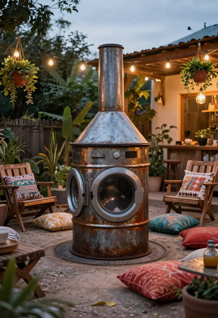 16 Backyard Fireplace Ideas for Outdoor Gathering Spaces 3 16 Backyard Fireplace Ideas for Outdoor Gathering Spaces 3. Upcycled Metal Fire Pit 0