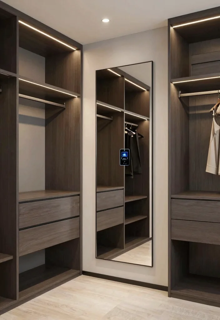 16 Bedroom Walk In Closet Ideas with Boutique Style Storage 14. Integrated Technology 0
