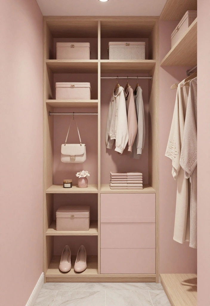 16 Bedroom Walk In Closet Ideas with Boutique Style Storage 15. Soft Color Palettes 0