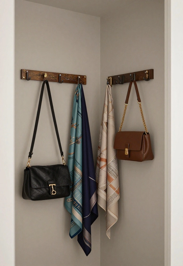 16 Bedroom Walk In Closet Ideas with Boutique Style Storage 8. Functional Hooks and Racks 0