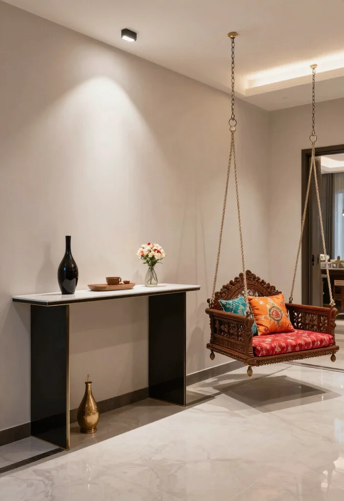 16 Foyer Ideas Entryway Indian Modern with Warm Contemporary Style 6. Fusion Furniture 0