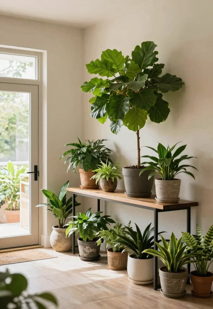 16 Foyer Ideas Entryway Indian Modern with Warm Contemporary Style 9. Indoor Plants for Warmth 0