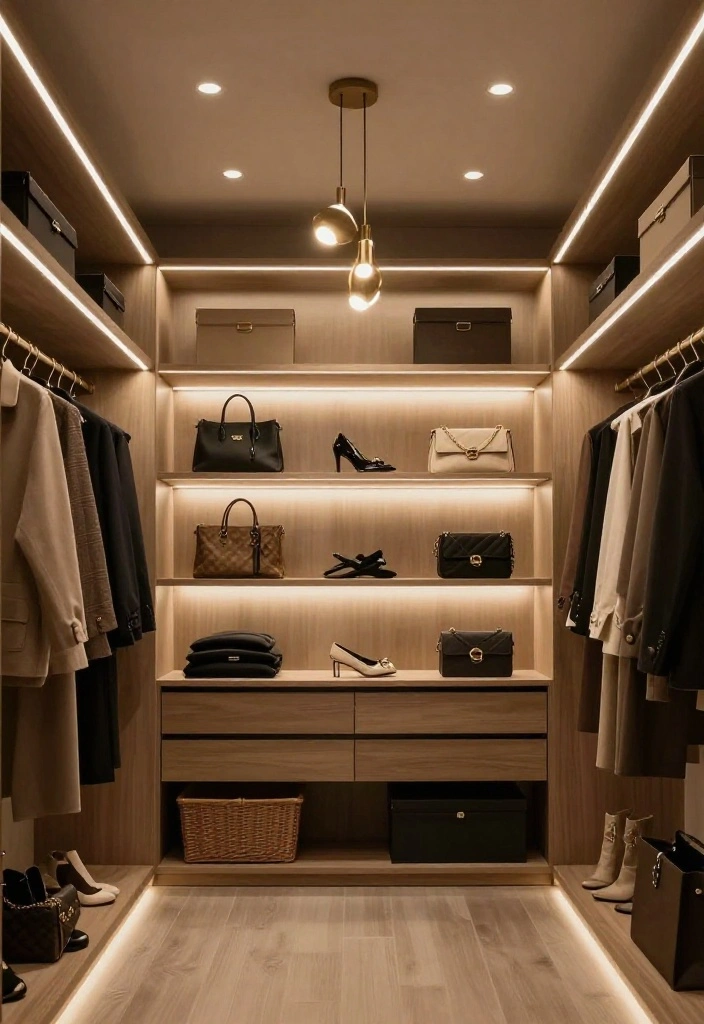 16 IKEA Closet Ideas Walk In with a Custom Built In Feel 7. Layered Lighting for Ambiance 0