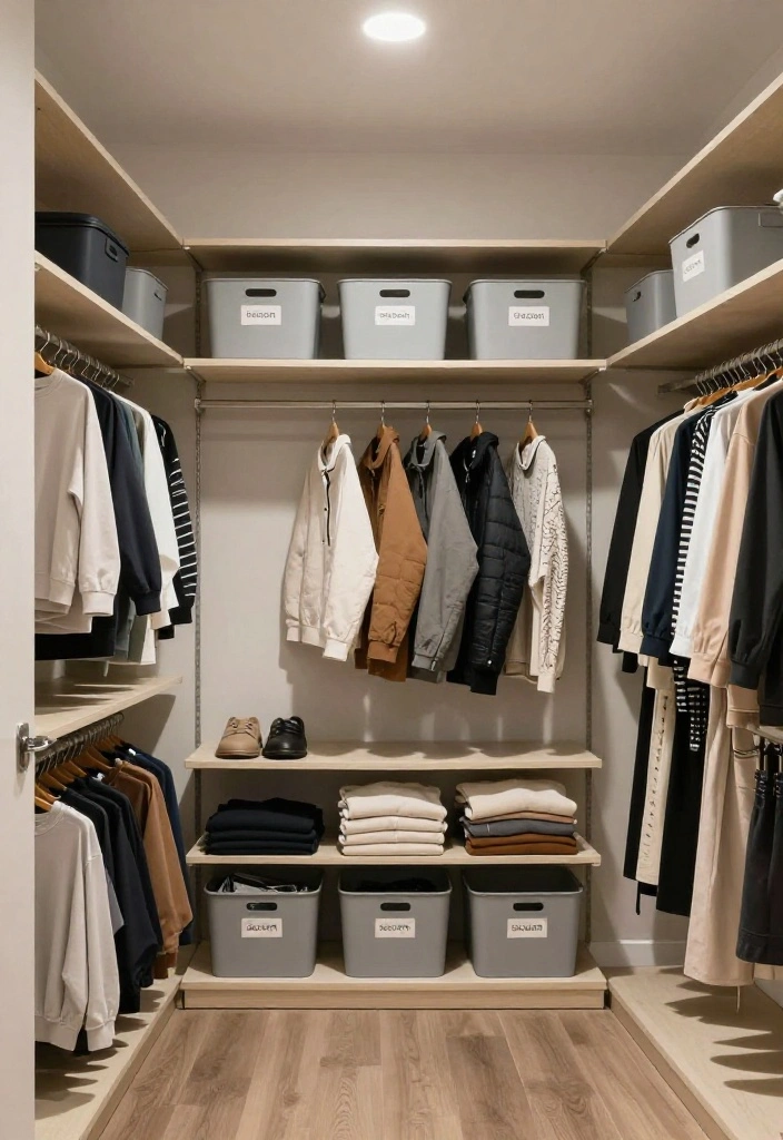 16 L Shape Walk In Closet Ideas for Efficient Layout Planning 14. Seasonal Rotation Areas 0