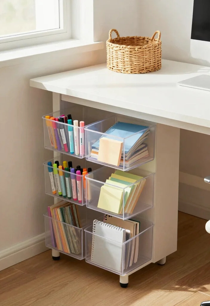 16 Office Storage Ideas for Small Spaces That Stay Organized 2. Under Desk Storage Bins 0