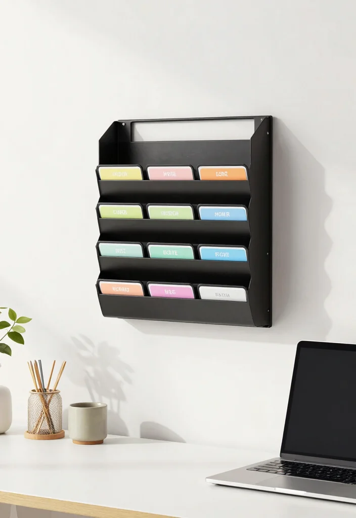 16 Office Storage Ideas for Small Spaces That Stay Organized 5. Wall Mounted File Holders 0