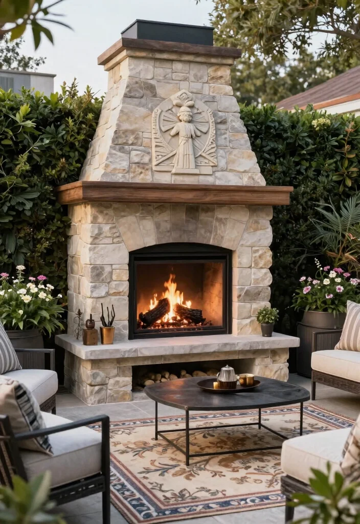 16 Outdoor Fireplace Ideas for Cozy Backyard Gatherings 66 16 Outdoor Fireplace Ideas for Cozy Backyard Gatherings 16. Elegantly Curated Fireplace 0