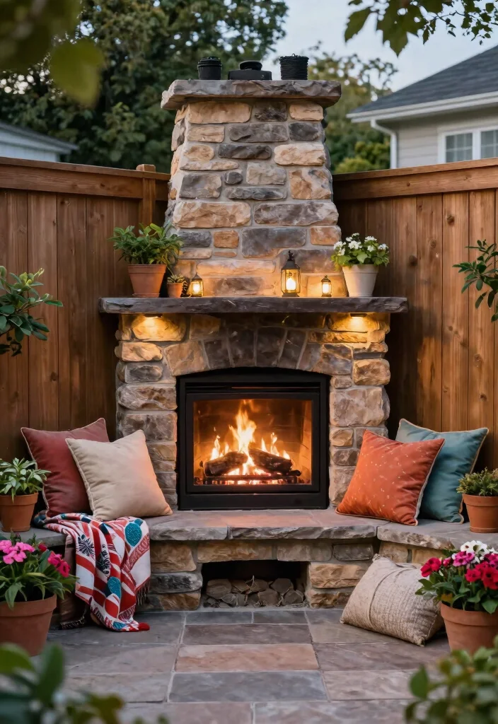 16 Outdoor Fireplace Ideas for Cozy Backyard Gatherings 24 16 Outdoor Fireplace Ideas for Cozy Backyard Gatherings 4. Cozy Corner Fireplace 0