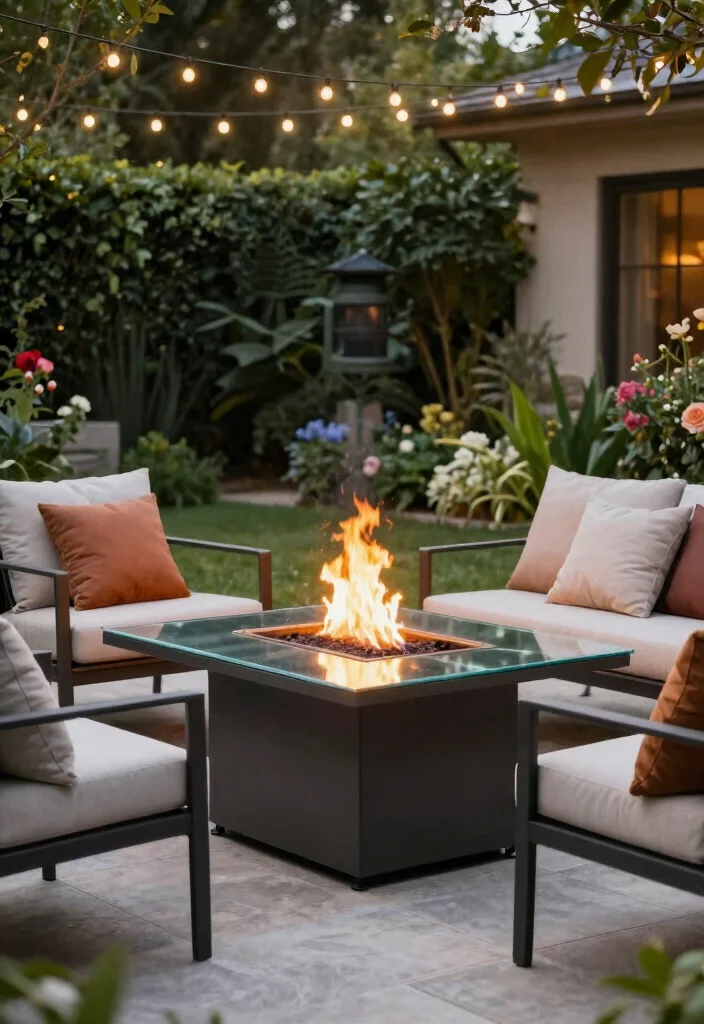 16 Outdoor Fireplace Ideas for Cozy Backyard Gatherings 37 16 Outdoor Fireplace Ideas for Cozy Backyard Gatherings 7. Fire Table 0